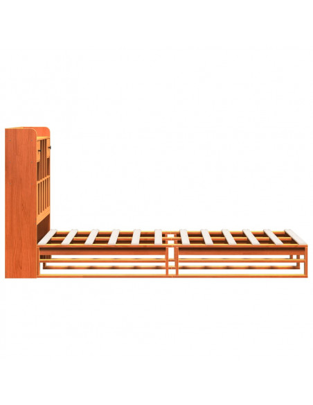 Letto Libreria senza Materasso Marrone Cera 90x200 cm in Pino