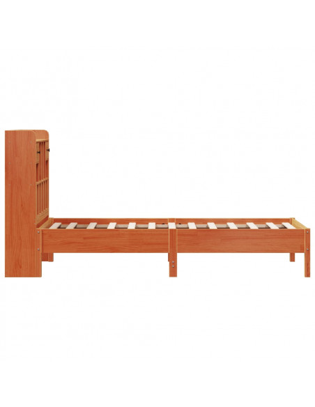 Letto Libreria senza Materasso Marrone Cera 90x200 cm in Pino