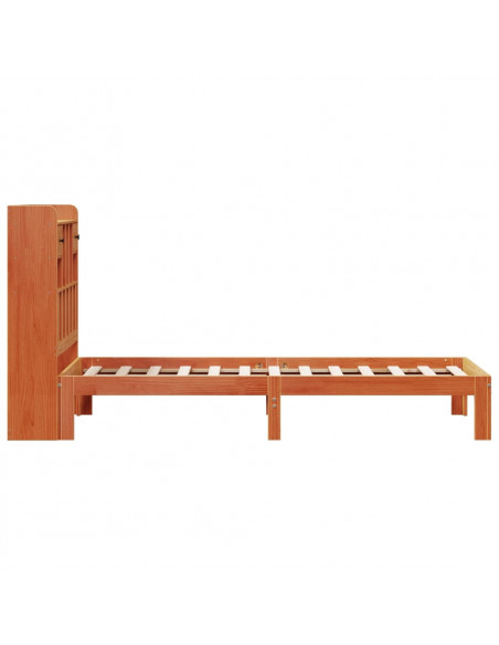 Letto Libreria senza Materasso Marrone Cera 90x200 cm in Pino