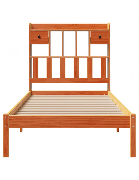Letto Libreria senza Materasso Marrone Cera 90x200 cm in Pino