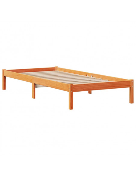 Letto Libreria senza Materasso Marrone Cera 90x200 cm in Pino