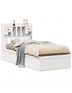 Letto senza Materasso Bianco 90x190 cm in Legno Massello Pino 2