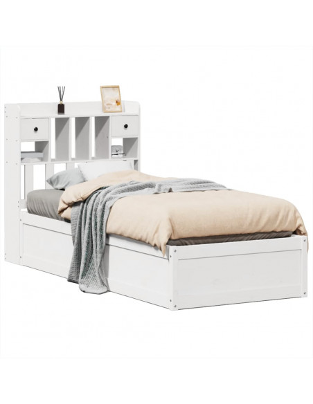 Letto senza Materasso Bianco 90x190 cm in Legno Massello Pino
