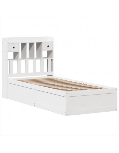 Letto senza Materasso Bianco 90x190 cm in Legno Massello Pino