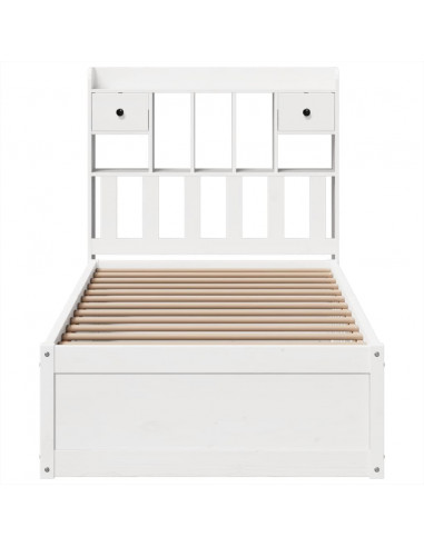 Letto senza Materasso Bianco 90x190 cm in Legno Massello Pino