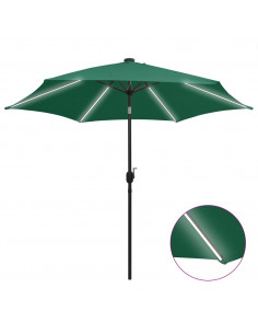 Ombrellone con Luci a LED e Palo Alluminio 300 cm Verde 2