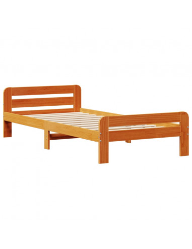 Letto senza Materasso Marrone Cera 75x190 cm in Legno di Pino