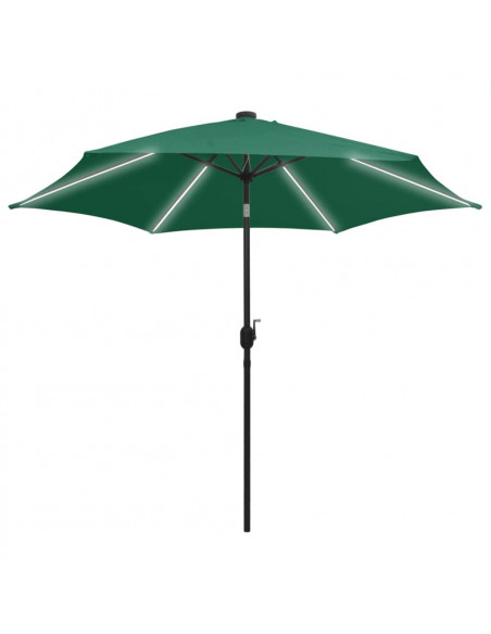 Ombrellone con Luci a LED e Palo Alluminio 300 cm Verde