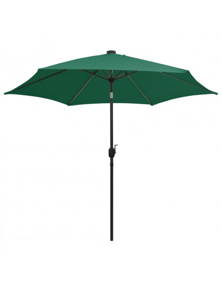 Ombrellone con Luci a LED e Palo Alluminio 300 cm Verde