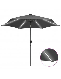Ombrellone con Luci a LED e Palo in Alluminio 300 cm Antracite 2