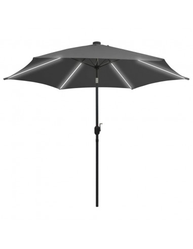Ombrellone con Luci a LED e Palo in Alluminio 300 cm Antracite