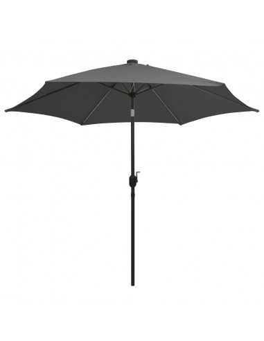 Ombrellone con Luci a LED e Palo in Alluminio 300 cm Antracite