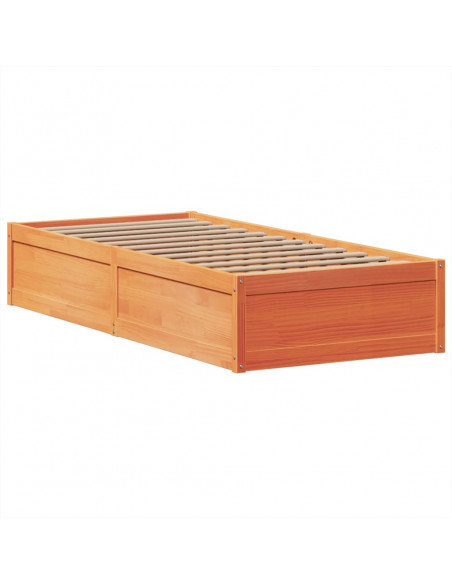 Letto senza Materasso Marrone Cera 90x190 cm in Legno di Pino