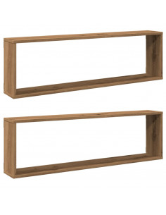Mensole Parete a Cubo 2 pz Artigianale 100x15x30 cm Truciolato 2