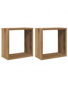 Mensole Parete a Cubo 2 pz Artigianale 30x15x30 cm Truciolato 2