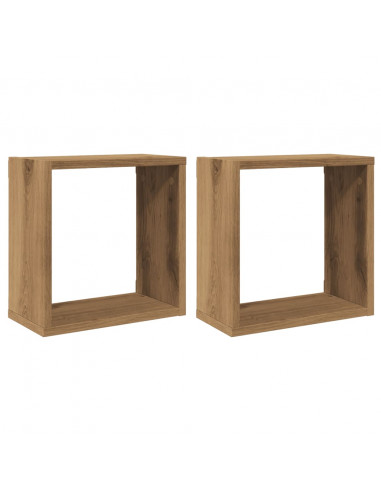 Mensole Parete a Cubo 2 pz Artigianale 30x15x30 cm Truciolato