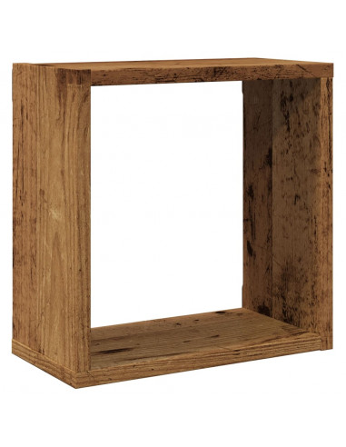 Mensole Parete a Cubo 2 pz Legno Vecchio 30x15x30 cm Truciolato