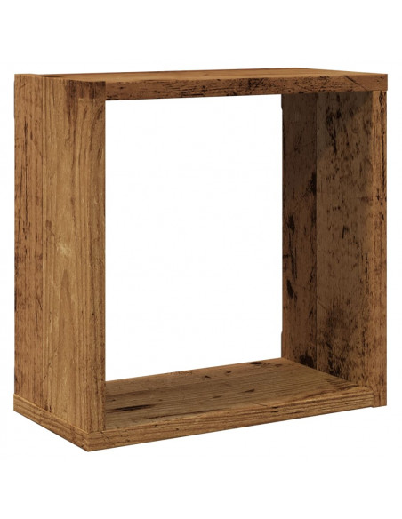 Mensole Parete a Cubo 2 pz Legno Vecchio 30x15x30 cm Truciolato