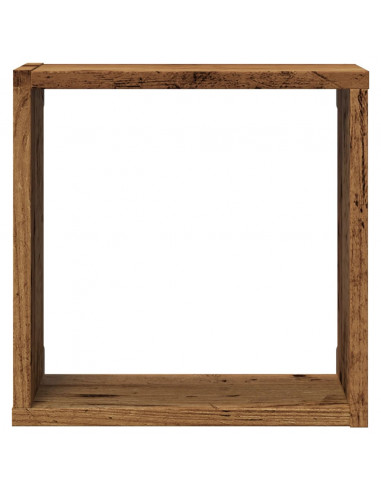 Mensole Parete a Cubo 2 pz Legno Vecchio 30x15x30 cm Truciolato