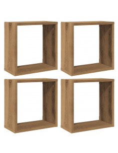 Mensole Parete a Cubo 4 pz Artigianale 30x15x30 cm Truciolato 2