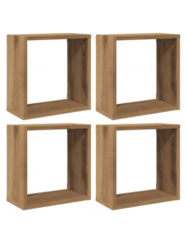 Mensole Parete a Cubo 4 pz Artigianale 30x15x30 cm Truciolato