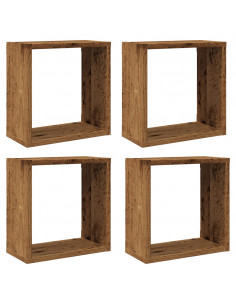 Mensole Parete a Cubo 4 pz Legno Vecchio 30x15x30 cm Truciolato 2