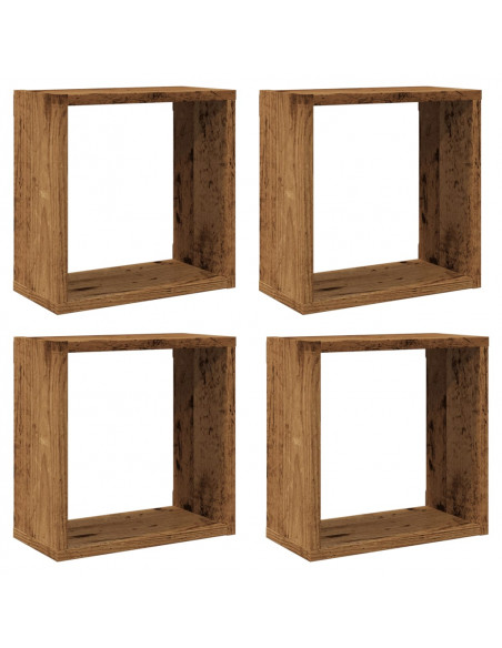 Mensole Parete a Cubo 4 pz Legno Vecchio 30x15x30 cm Truciolato