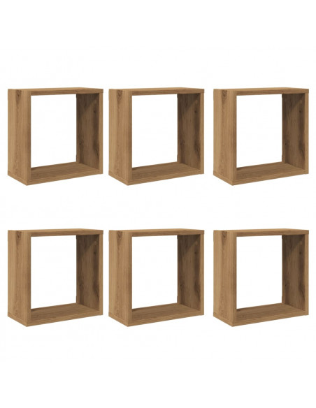 Mensole Parete a Cubo 6 pz Artigianale 30x15x30 cm Truciolato