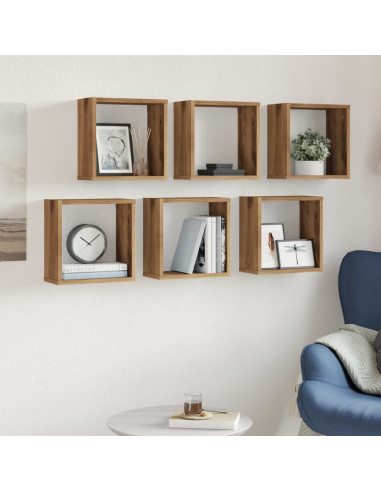 Mensole Parete a Cubo 6 pz Artigianale 30x15x30 cm Truciolato