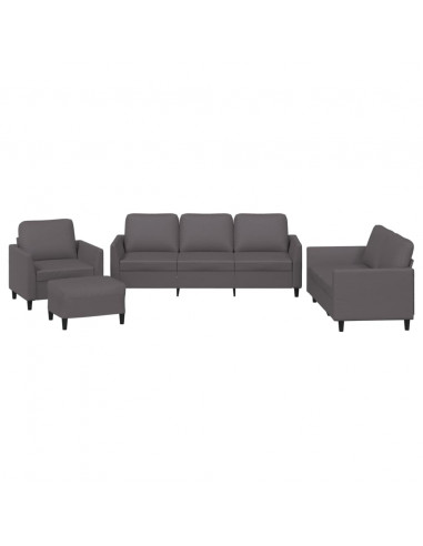 Set di Divani 4 pz con Cuscini Grigio in Similpelle