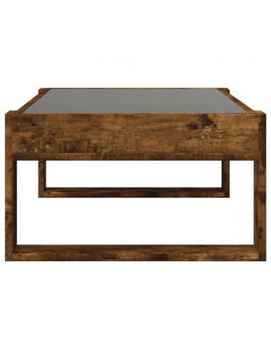 Tavolino da Salotto con LED Infinity Rovere Fumo 90x53x30 cm