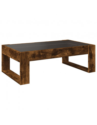 Tavolino da Salotto con LED Infinity Rovere Fumo 90x53x30 cm