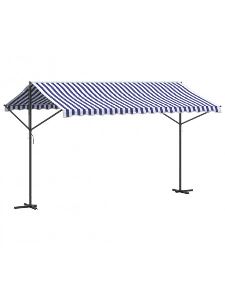 Tenda da Sole Blu e Bianca 400x300 cm in Tessuto e Acciaio