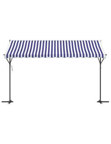 Tenda da Sole Blu e Bianca 400x300 cm in Tessuto e Acciaio