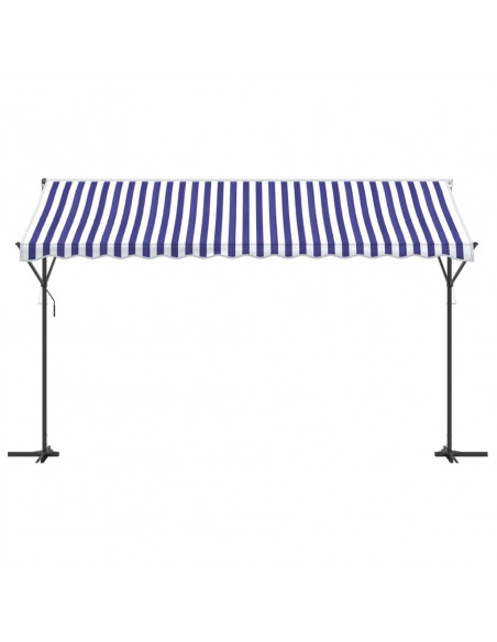 Tenda da Sole Blu e Bianca 400x300 cm in Tessuto e Acciaio