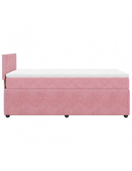 Giroletto a Molle con Materasso Rosa 100x200 cm in Velluto