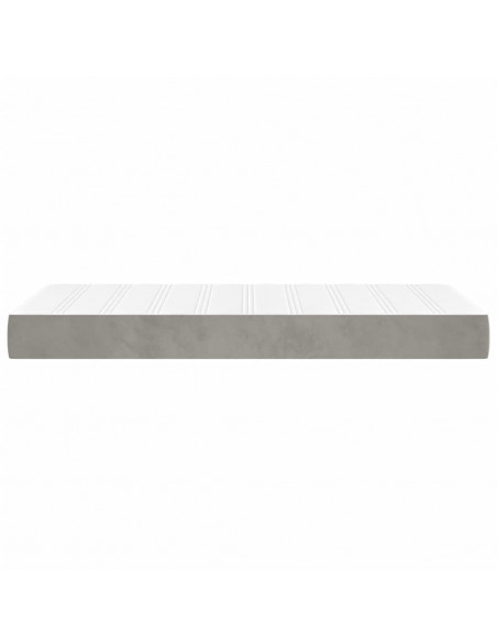 Materasso a Molle Grigio Chiaro 90x220x20 cm in Velluto