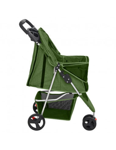 Passeggino per Cani Pieghevole Verde 80x46x98cm Tessuto Oxford