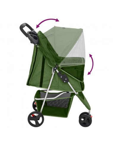 Passeggino per Cani Pieghevole Verde 80x46x98cm Tessuto Oxford