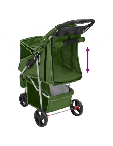 Passeggino per Cani Pieghevole Verde 80x46x98cm Tessuto Oxford