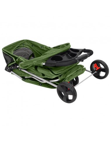 Passeggino per Cani Pieghevole Verde 80x46x98cm Tessuto Oxford