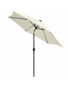 Ombrellone con Luci a LED e Palo Alluminio 300 cm Bianco Sabbia 2