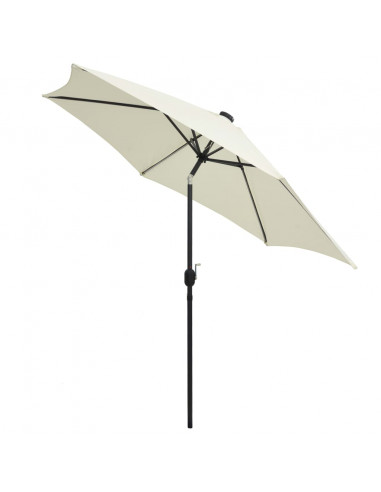 Ombrellone con Luci a LED e Palo Alluminio 300 cm Bianco Sabbia