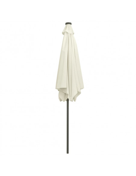 Ombrellone con Luci a LED e Palo Alluminio 300 cm Bianco Sabbia