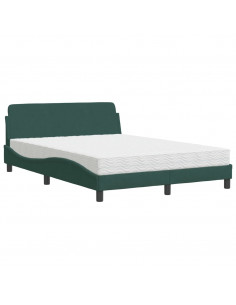 Letto con Materasso Verde Scuro 140x200 cm in Velluto 2