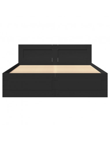 Giroletto con Testiera Nero 140x200 cm in Legno Multistrato