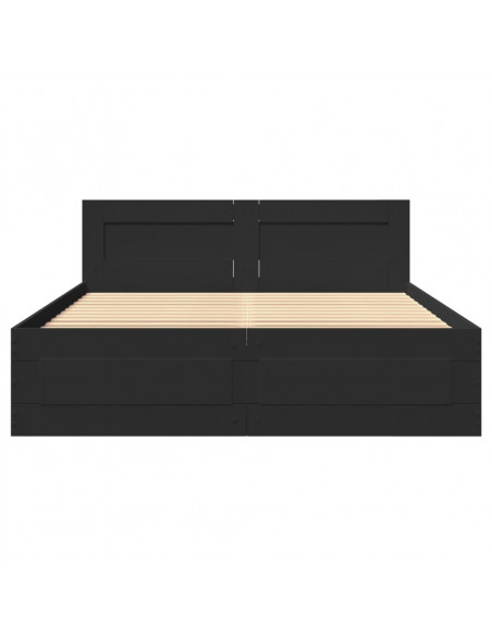Giroletto con Testiera Nero 140x200 cm in Legno Multistrato