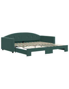Divano Letto con Letto Estraibile Verde Scuro 100x200cm Velluto 2
