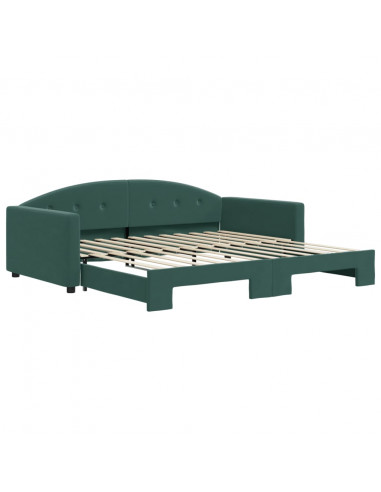 Divano Letto con Letto Estraibile Verde Scuro 100x200cm Velluto