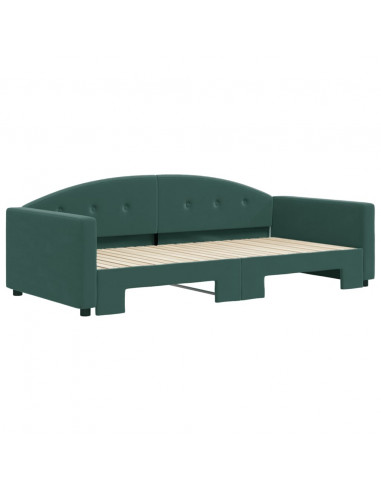 Divano Letto con Letto Estraibile Verde Scuro 100x200cm Velluto
